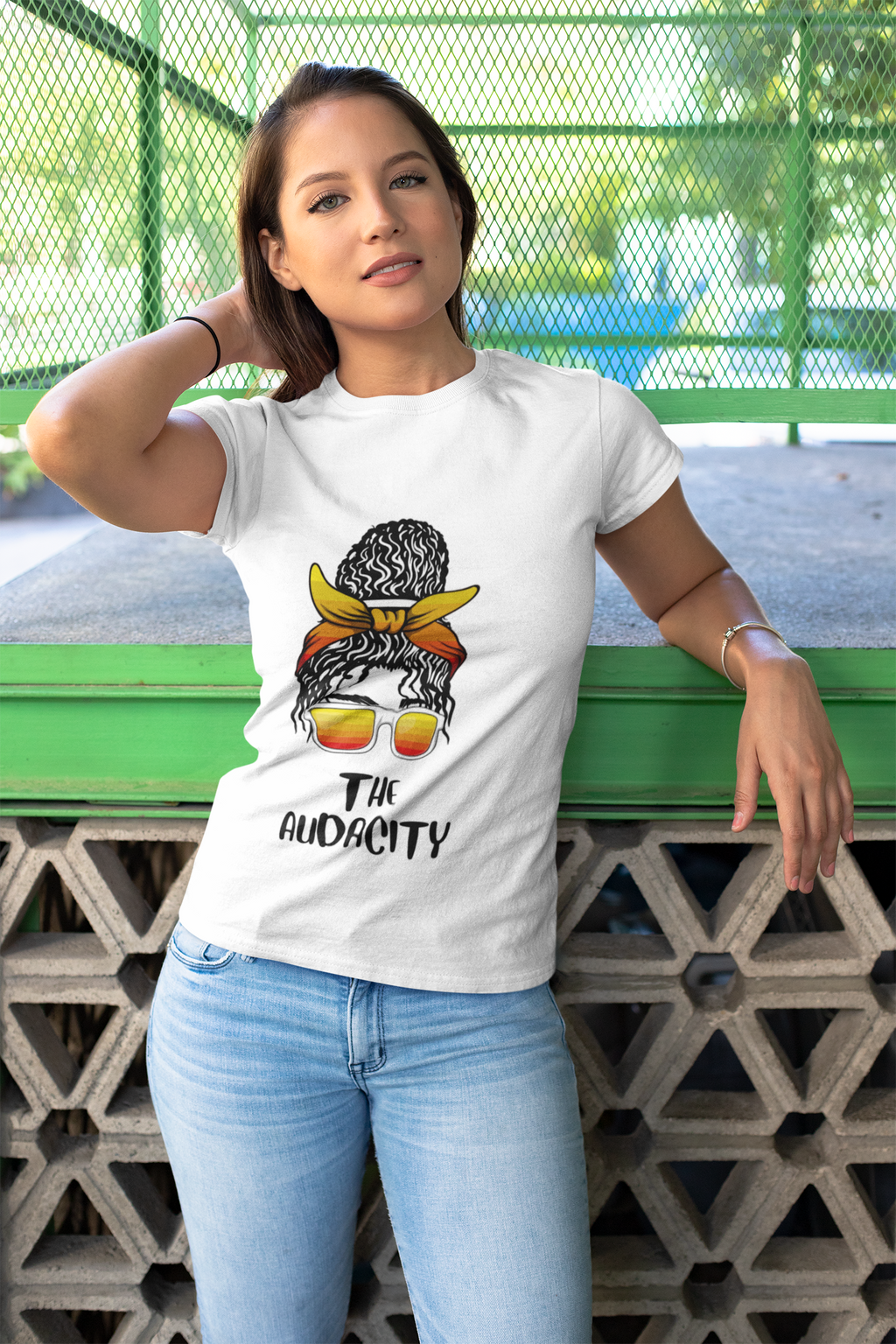 The Audacity Women's Graphic Tee — Messy Bun Bandana Sunglasses Shirt - Mutantur Labs LLC