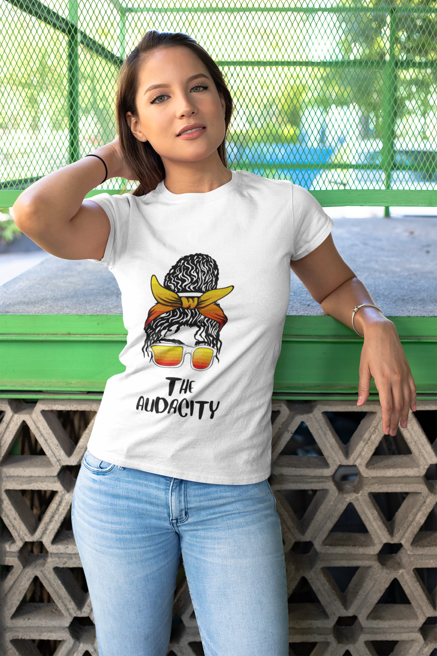 The Audacity Women's Graphic Tee — Messy Bun Bandana Sunglasses Shirt - Mutantur Labs LLC