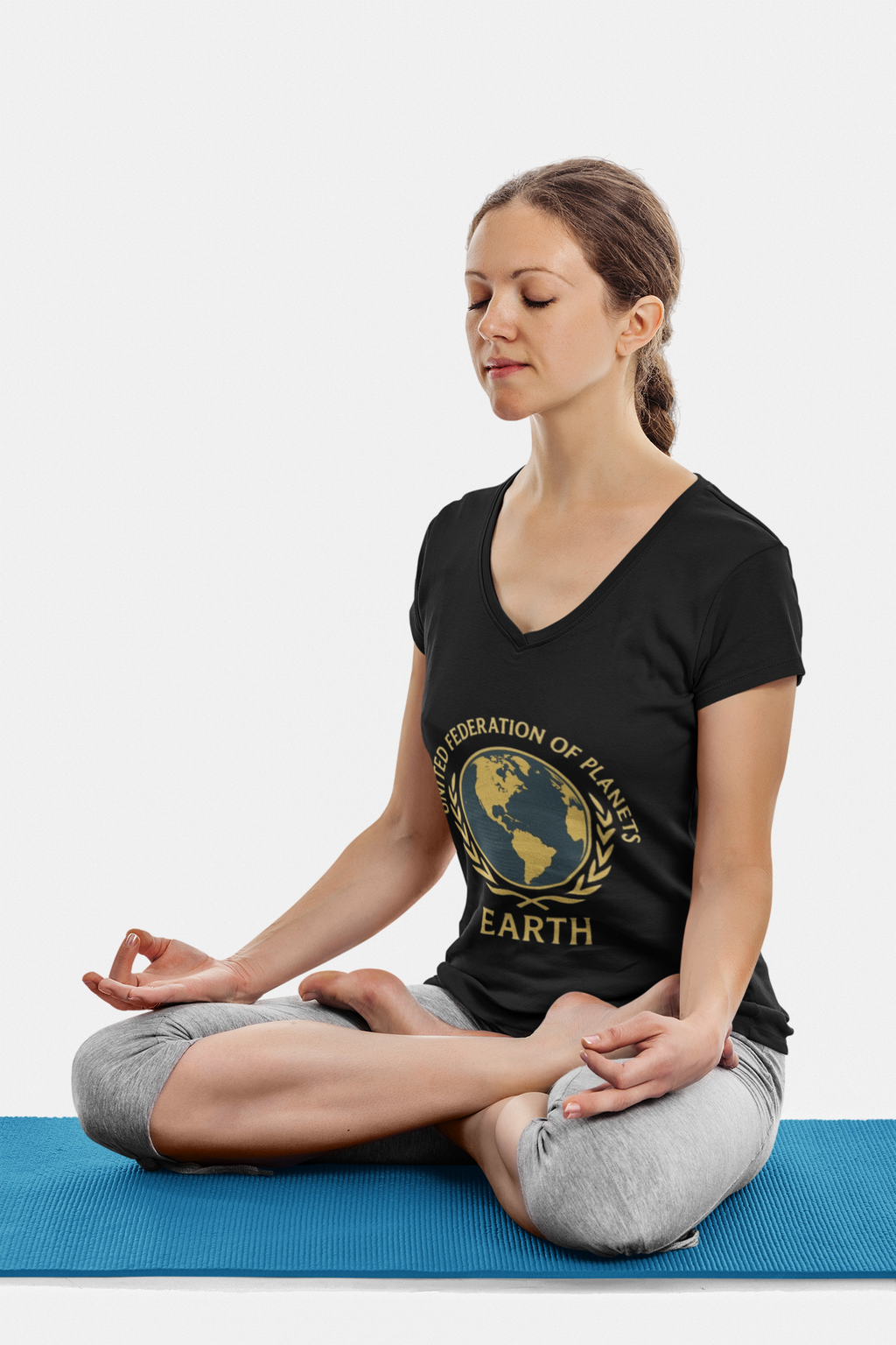 United Federation of Planets Earth V-Neck T-Shirt | Sci-Fi Inspired Women's Graphic Tee - Mutantur Labs LLC