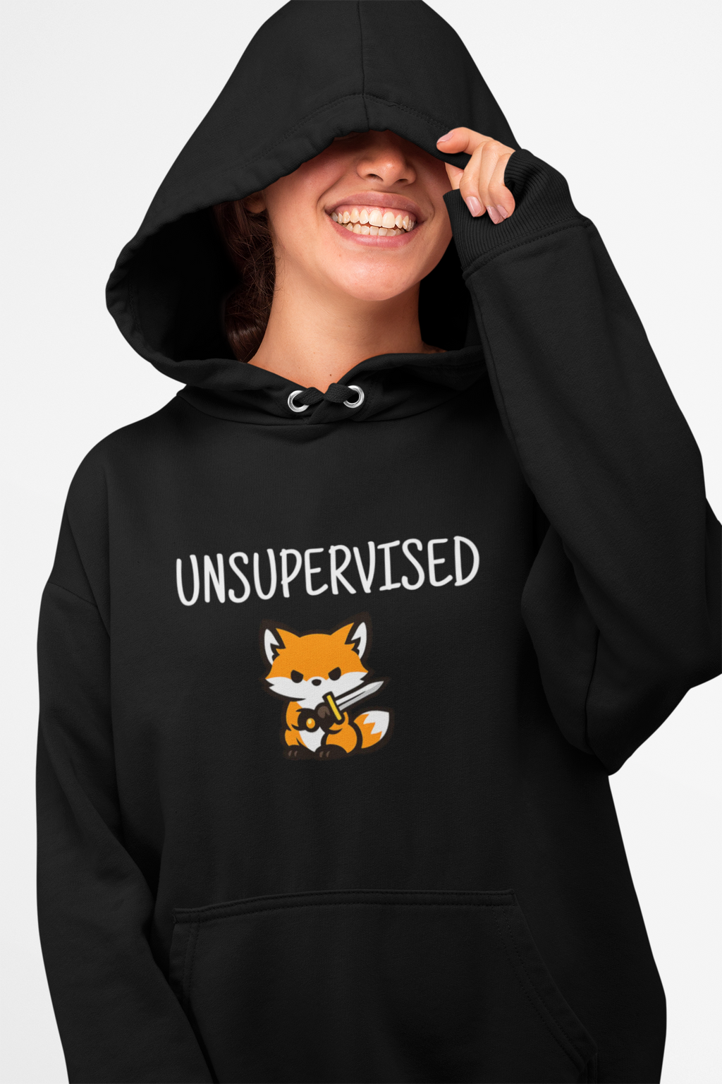 Unsupervised Cute Fox With Sword Hoodie Graphic Sweatshirt - Mutantur Labs LLC