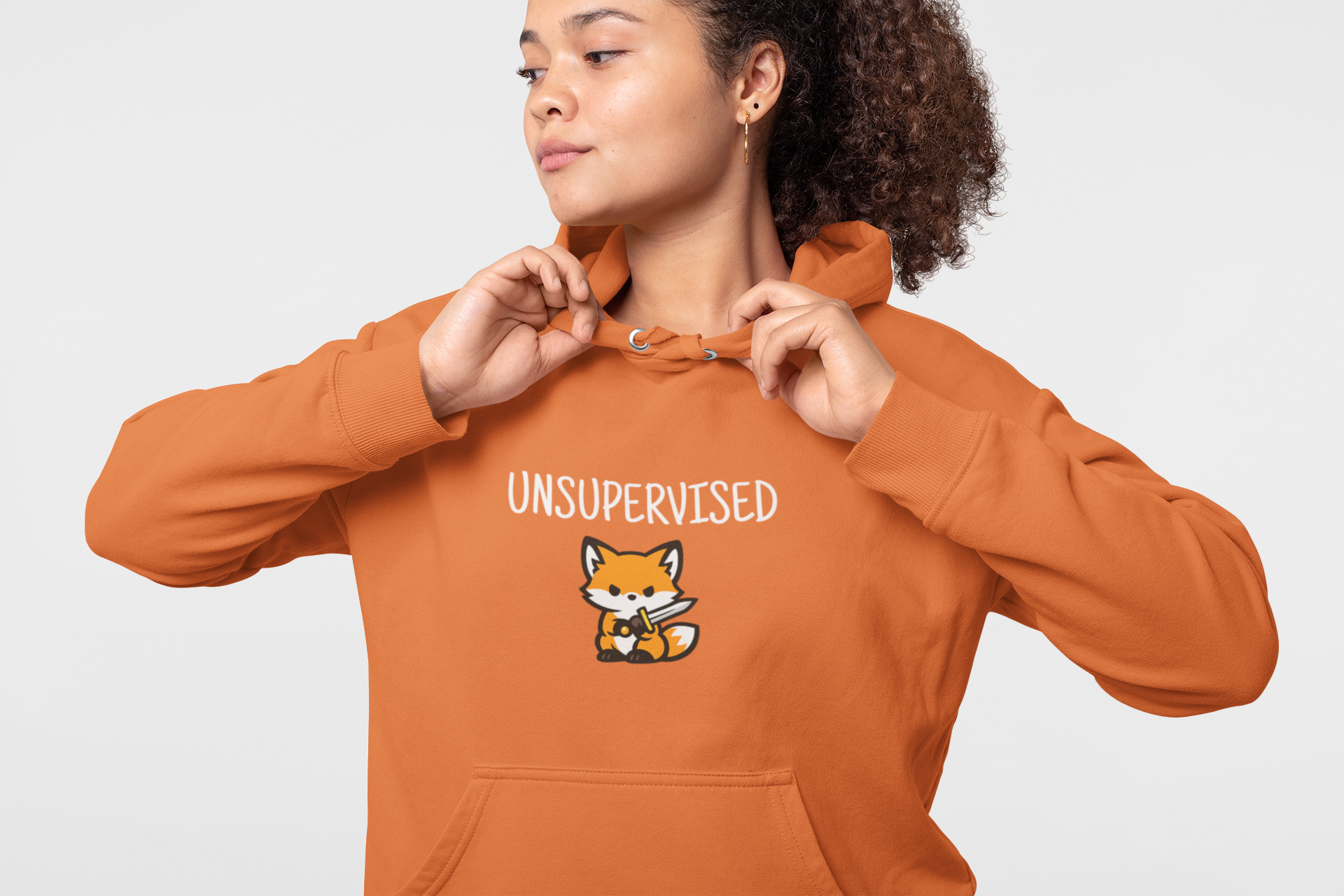 Unsupervised Cute Fox With Sword Hoodie Graphic Sweatshirt - Mutantur Labs LLC