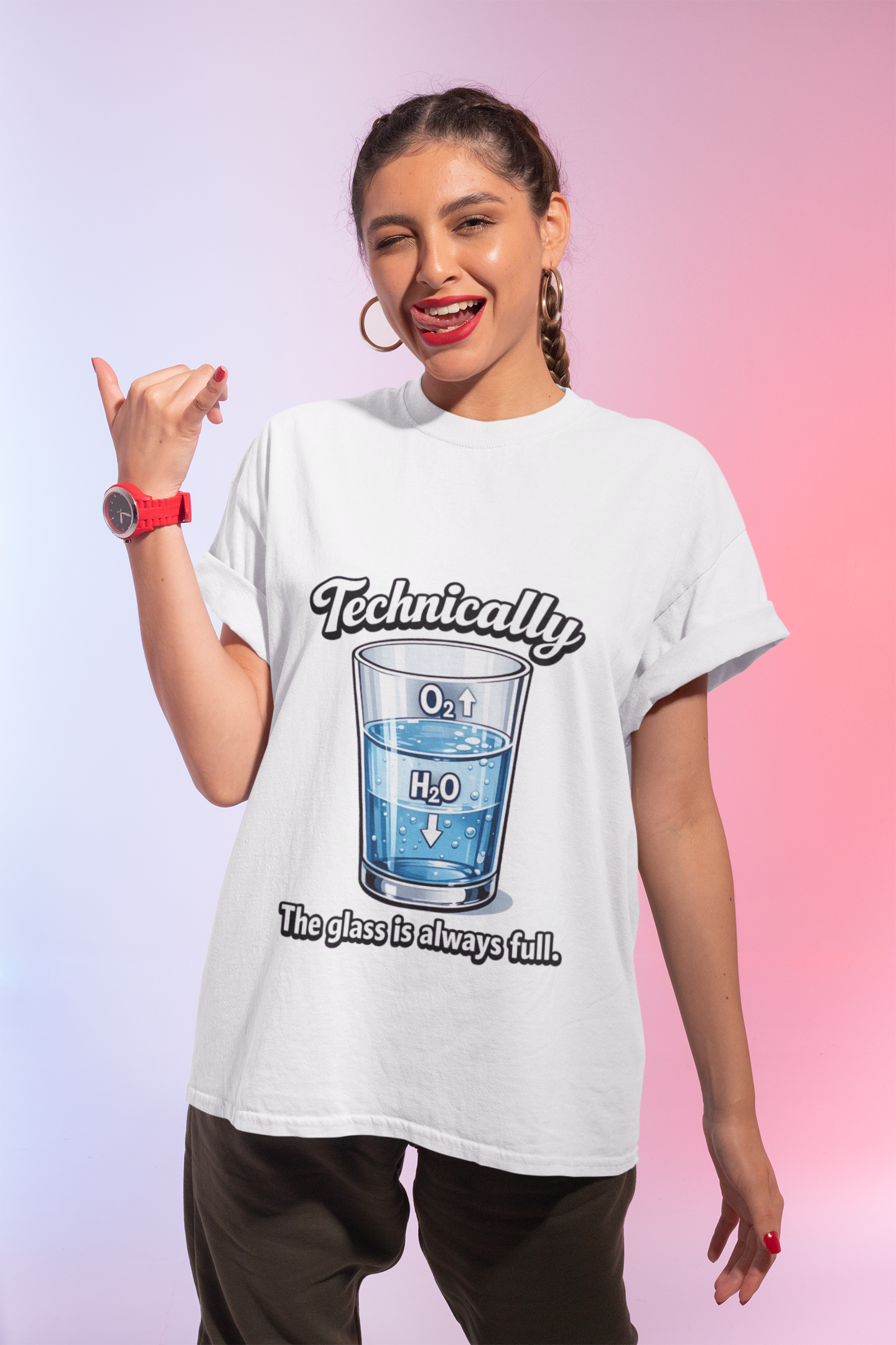 Technically the Glass Is Always Full Long Sleeve Tee — Science H2O Humor Shirt - Mutantur Labs LLC
