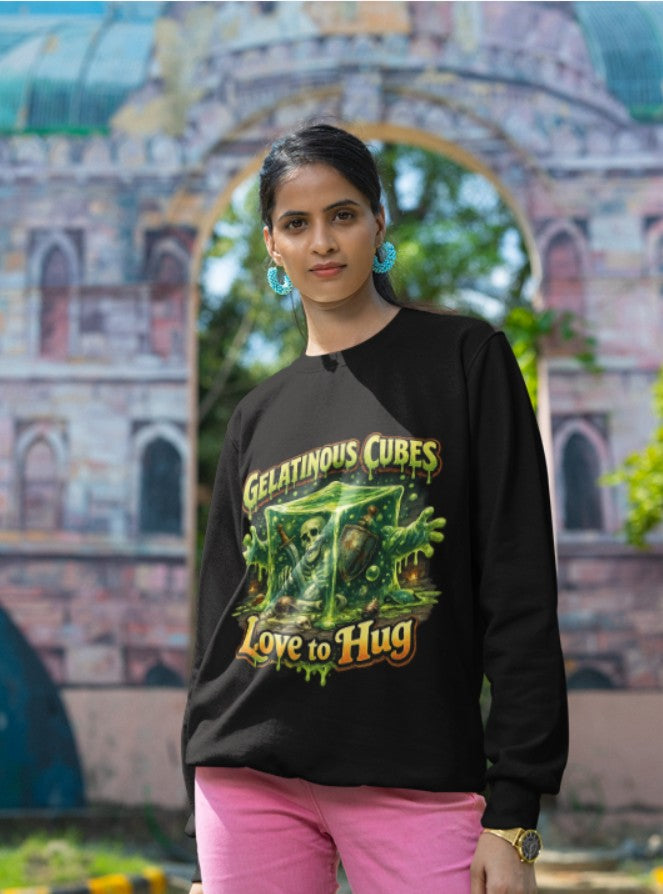 Gelatinous Cubes Love to Hug Sweatshirt RPG Monster Horror Retro - Mutantur Labs LLC