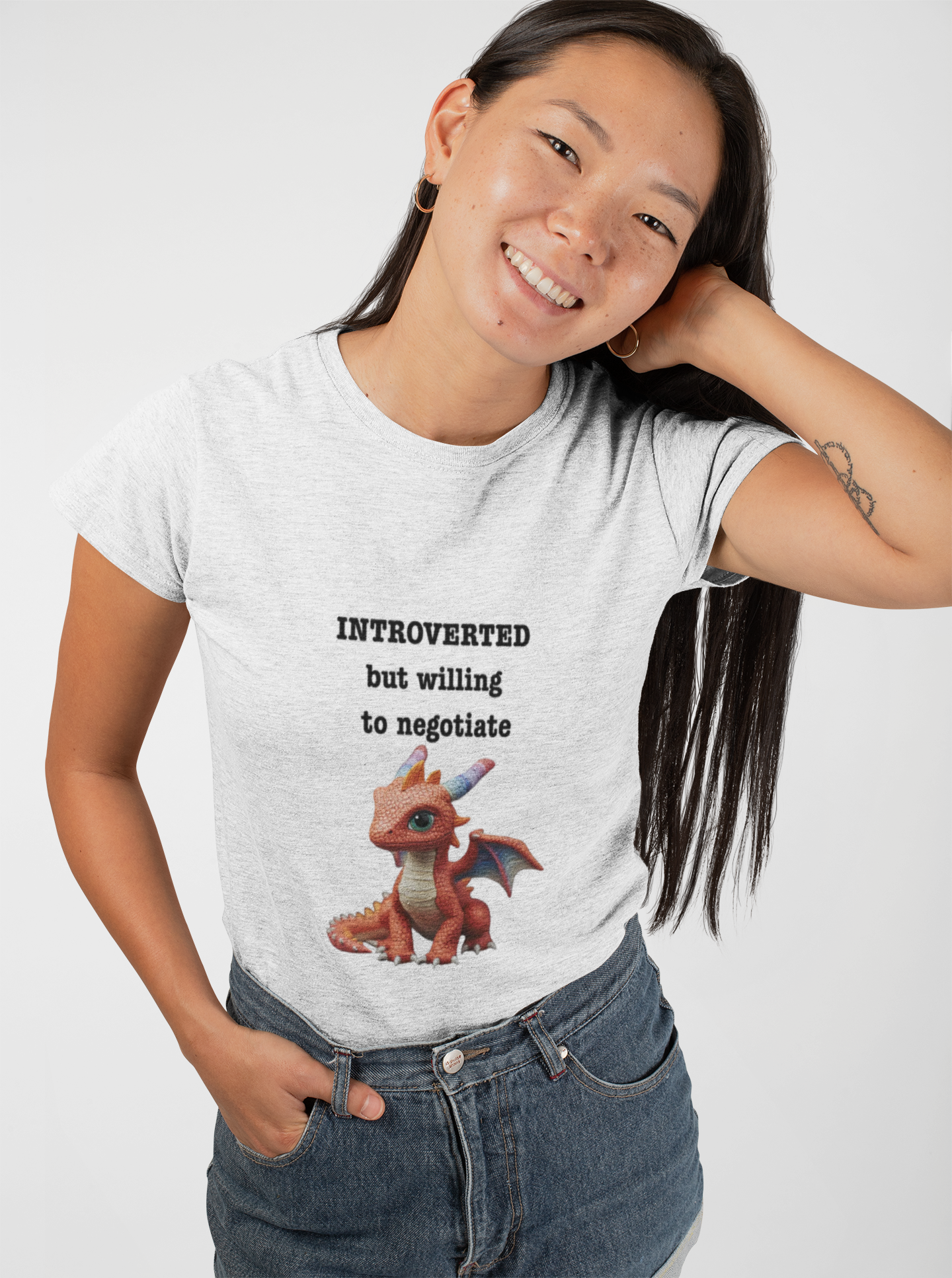 Introverted but Willing to Negotiate T-Shirt — Cute Dragon Graphic Tee - Mutantur Labs LLC