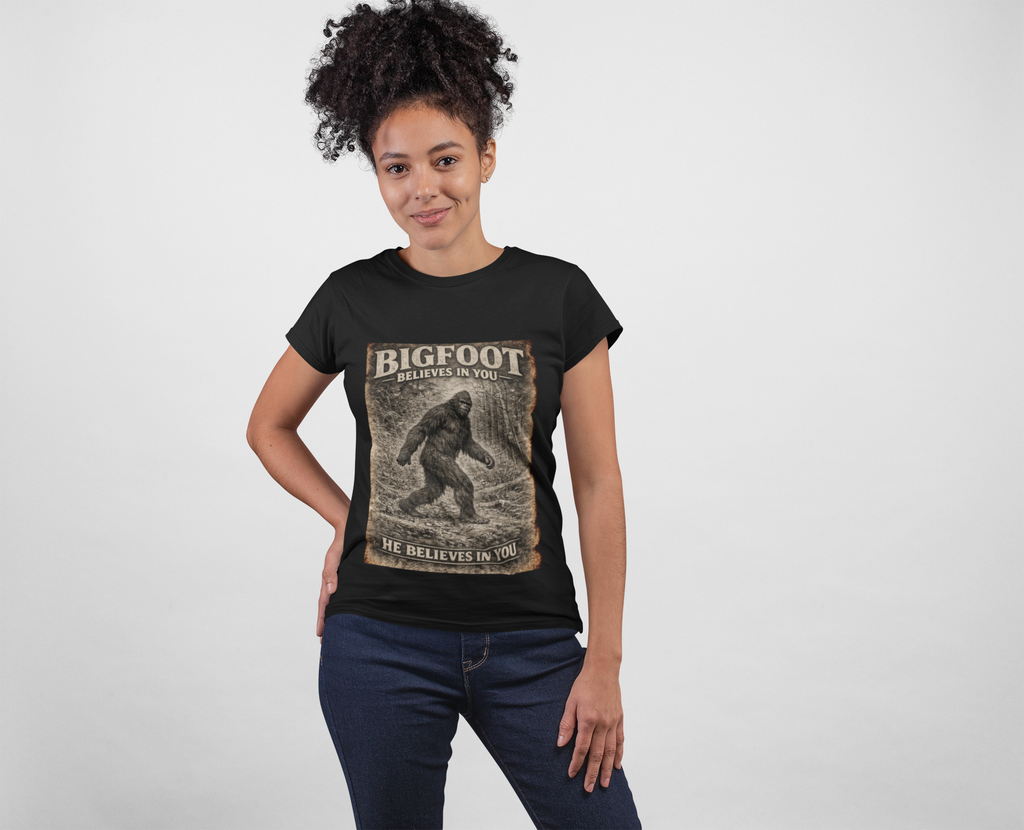 Bigfoot Believes In You T-Shirt — Vintage Sasquatch Graphic Tee - Mutantur Labs LLC