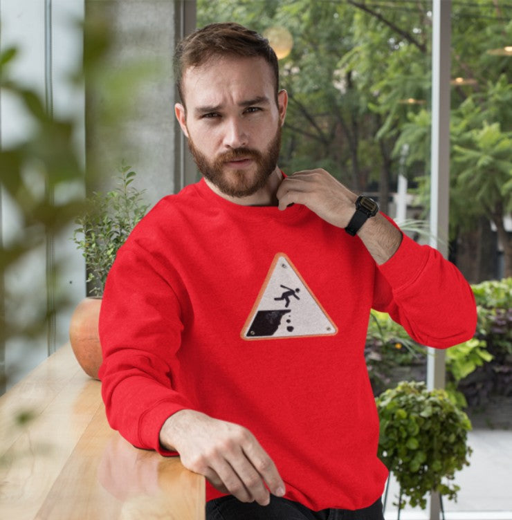 Irish Cliff Edge Warning sign funny Graphic Crewneck Sweatshirt - Mutantur Labs LLC