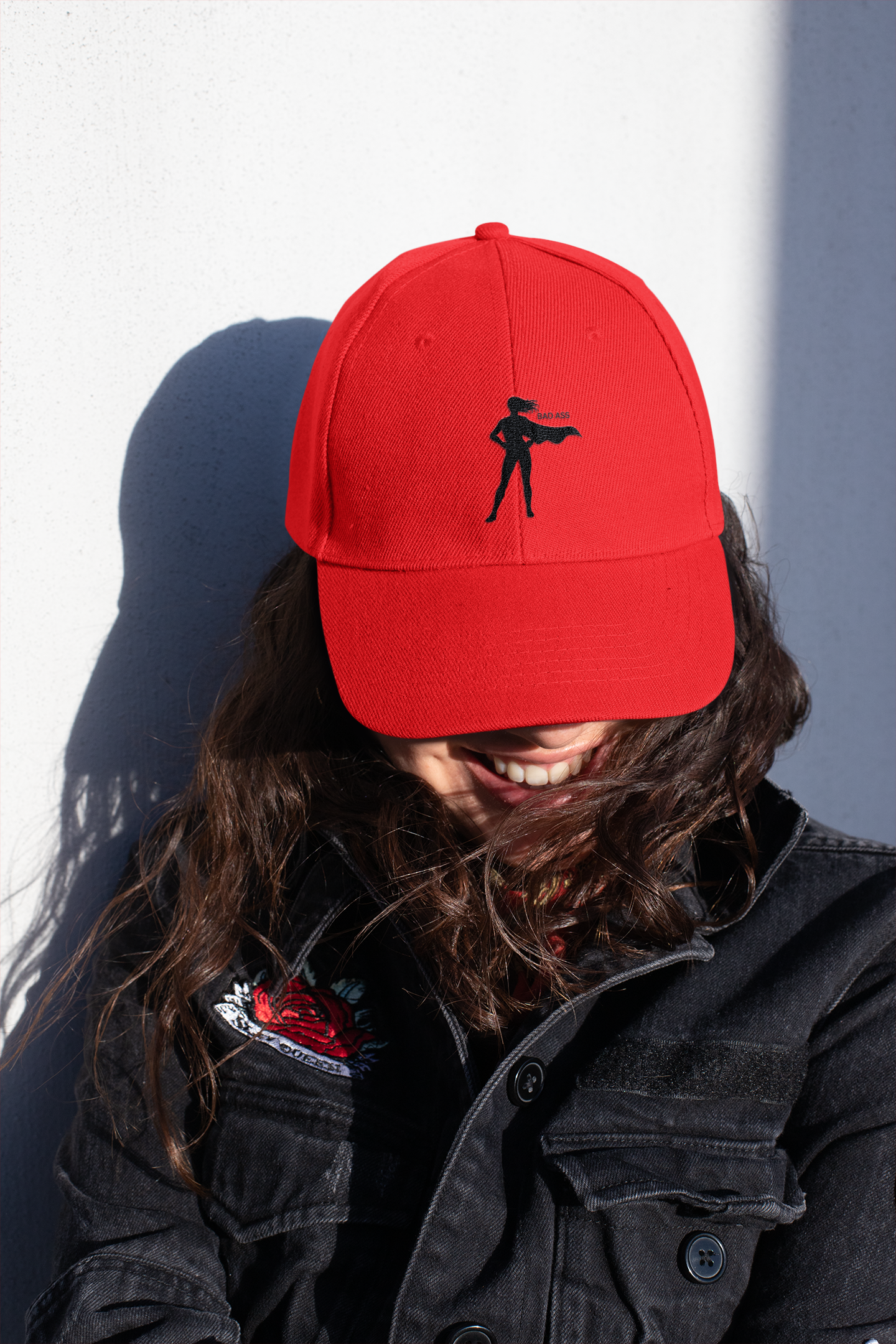 Bad Ass Superhero Silhouette Low Profile Cap | Retro Heroine Baseball Cap - Mutantur Labs LLC