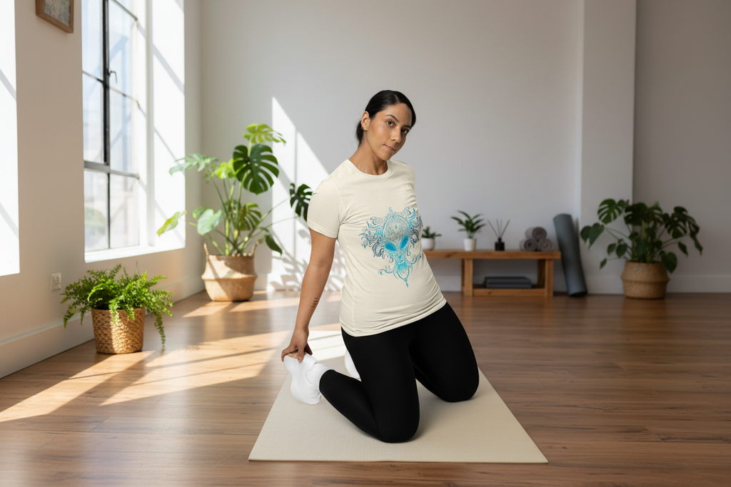 Ornate Blue Alien Mask T-Shirt | Chinoiserie Mystical Graphic Tee - Mutantur Labs LLC