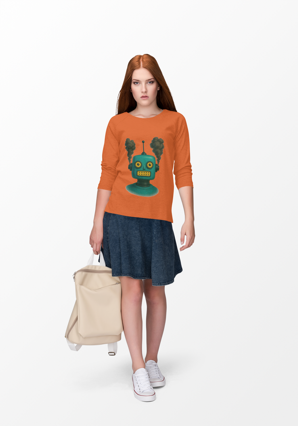 Smoking Robot Graphic Unisex Sweatshirt, Cozy Crewneck Top - Mutantur Labs LLC