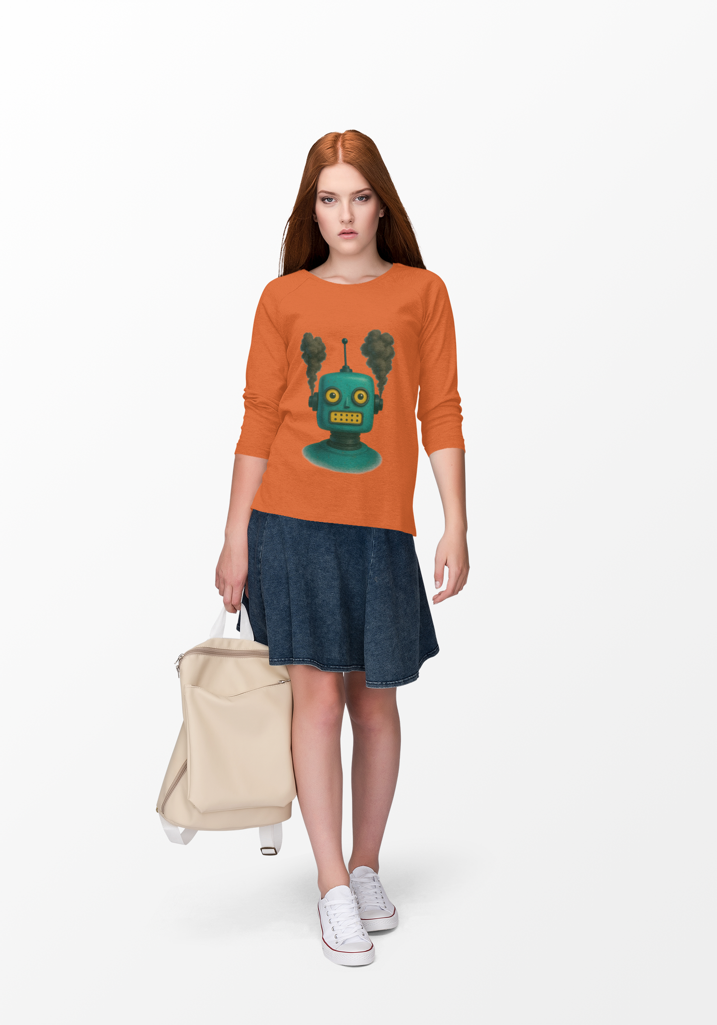 Smoking Robot Graphic Unisex Sweatshirt, Cozy Crewneck Top - Mutantur Labs LLC