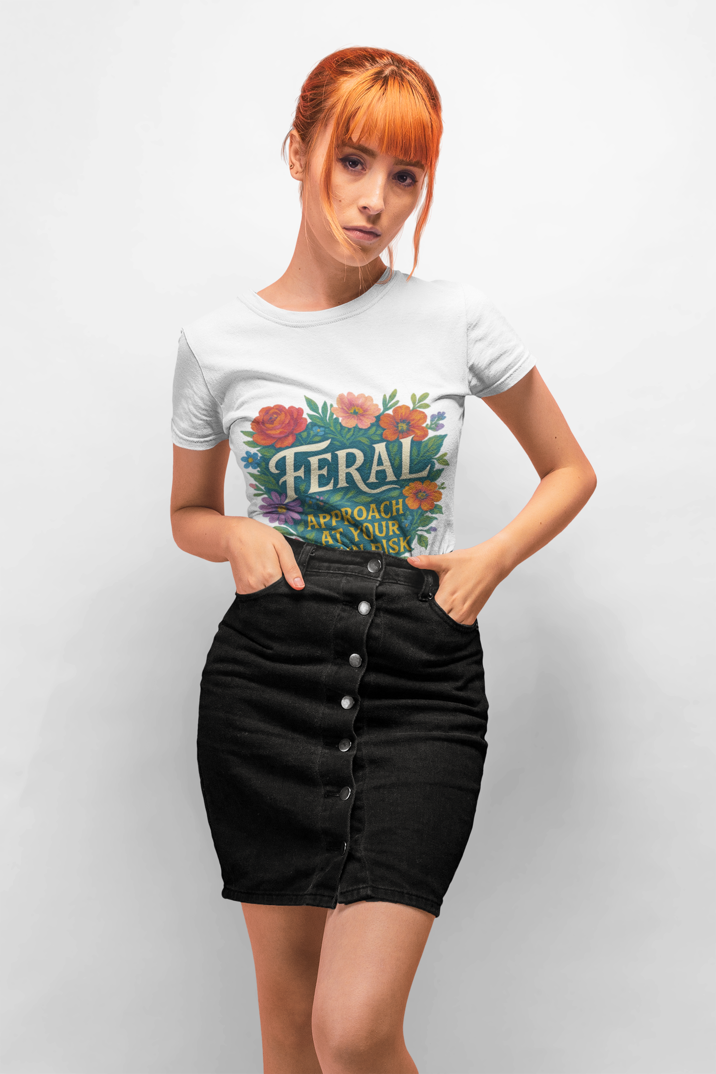 Feral Approach At Your Own Risk tee | Floral badge design - Mutantur Labs LLC