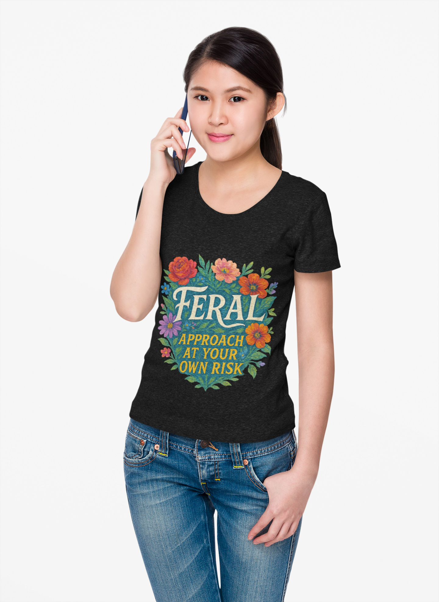 Feral Approach At Your Own Risk tee | Floral badge design - Mutantur Labs LLC