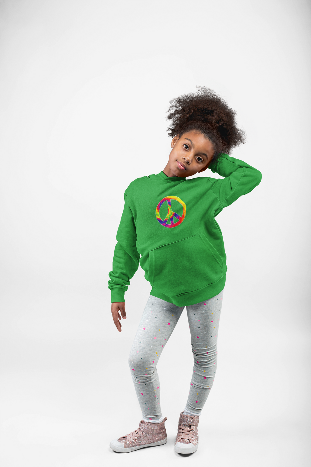 Youth Hoodie - Rainbow Tie-Dye Peace Sign Pullover - Mutantur Labs LLC