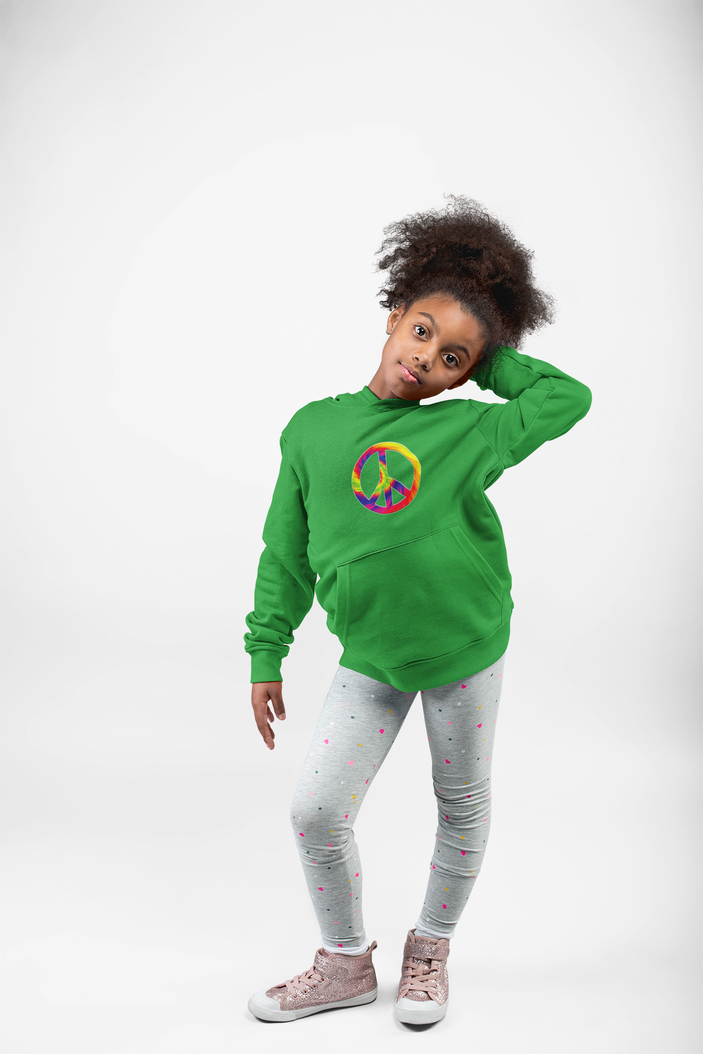Youth Hoodie - Rainbow Tie-Dye Peace Sign Pullover - Mutantur Labs LLC