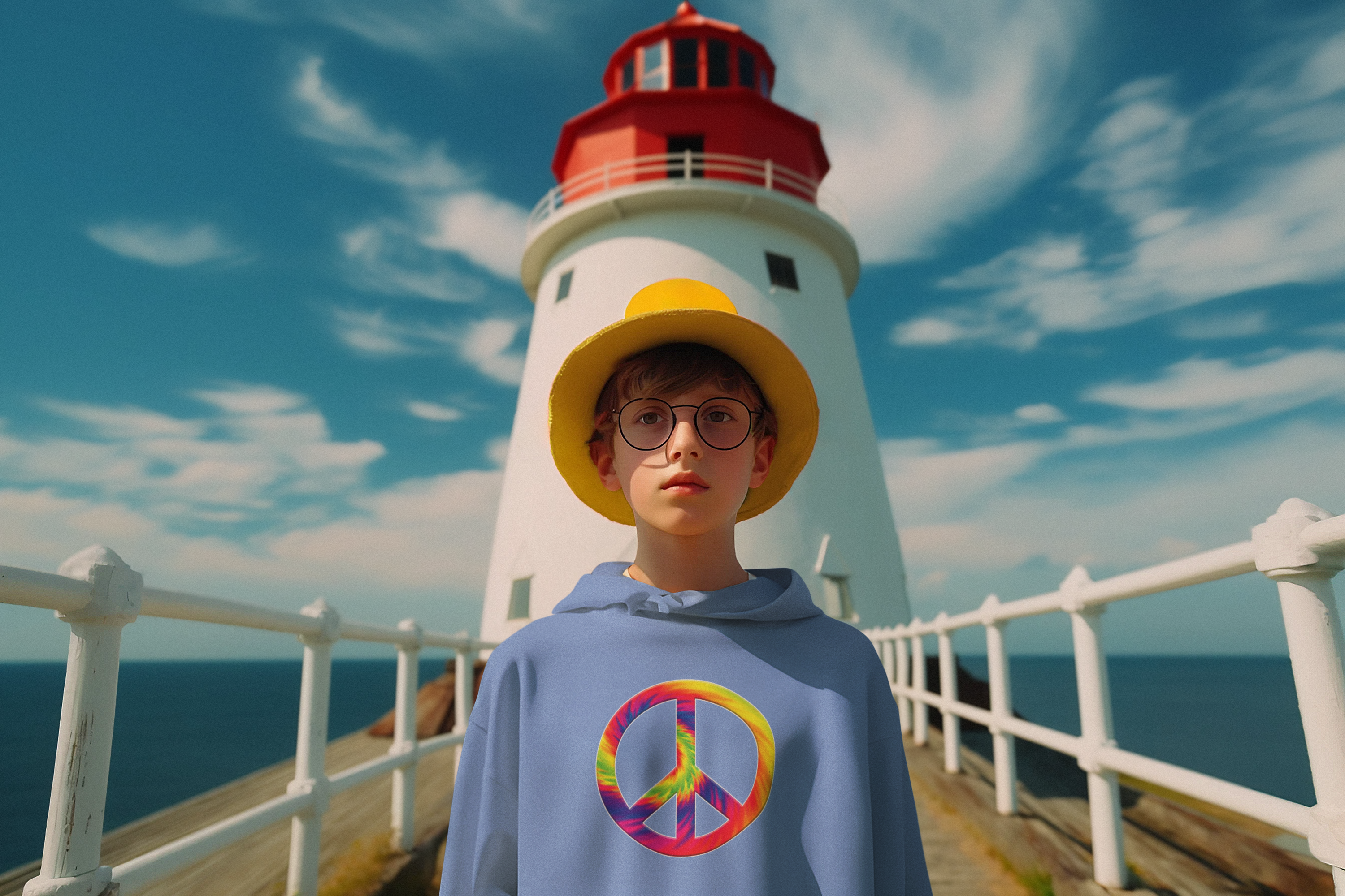 Youth Hoodie - Rainbow Tie-Dye Peace Sign Pullover - Mutantur Labs LLC