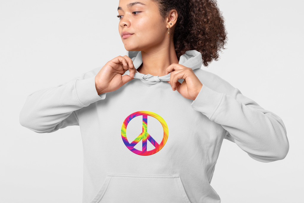 Tie-Dye Peace Sign Hoodie — Rainbow Hippie Peace Symbol Pullover - Mutantur Labs LLC
