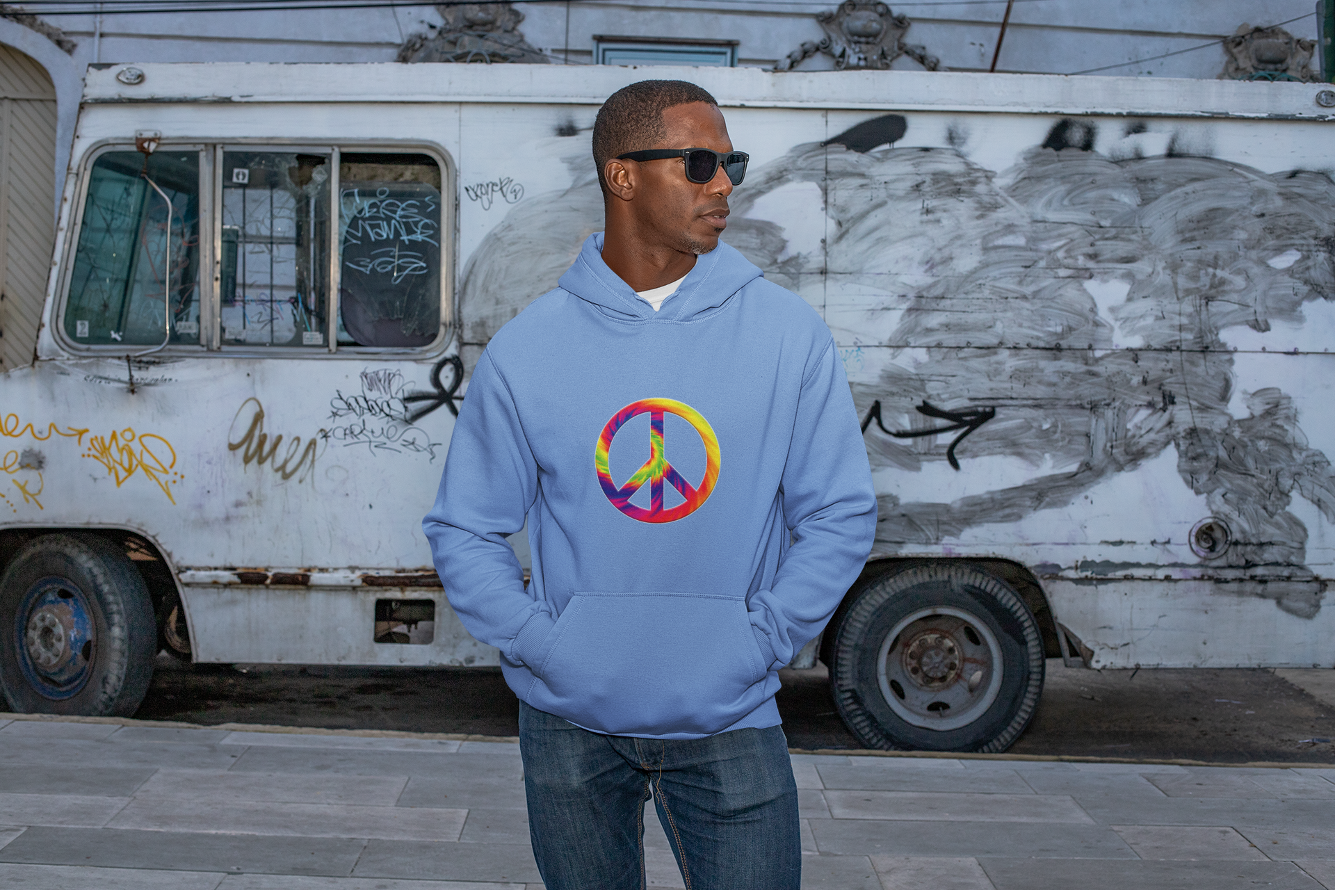Tie-Dye Peace Sign Hoodie — Rainbow Hippie Peace Symbol Pullover - Mutantur Labs LLC
