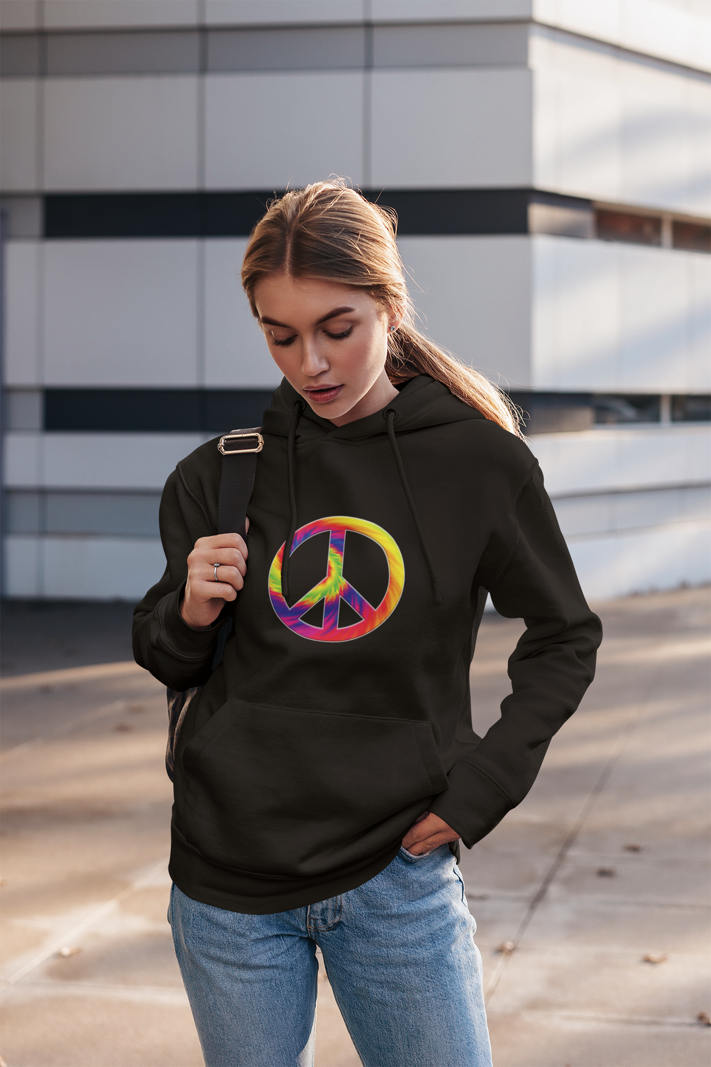 Tie-Dye Peace Sign Hoodie — Rainbow Hippie Peace Symbol Pullover - Mutantur Labs LLC
