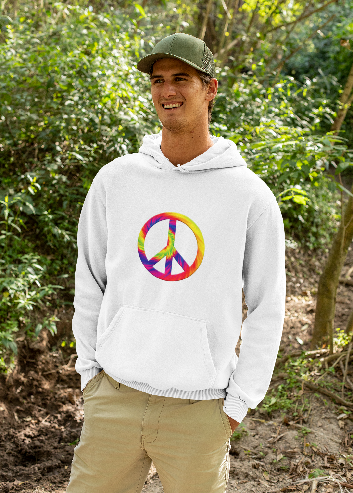 Tie-Dye Peace Sign Hoodie — Rainbow Hippie Peace Symbol Pullover - Mutantur Labs LLC
