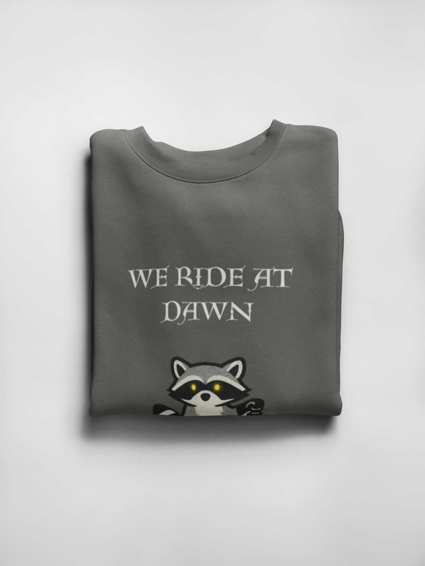 We Ride at Dawn Raccoon Crewneck Sweatshirt - Mutantur Labs LLC