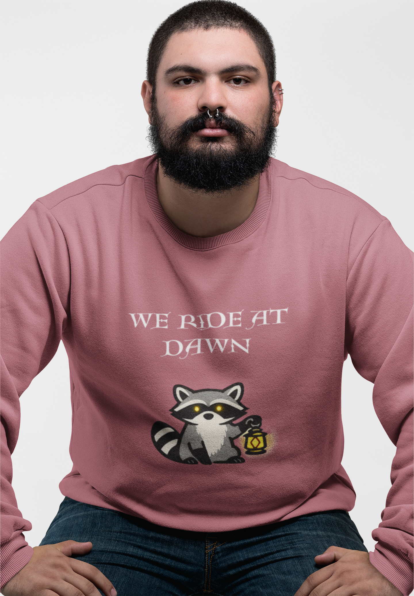 We Ride at Dawn Raccoon Crewneck Sweatshirt - Mutantur Labs LLC