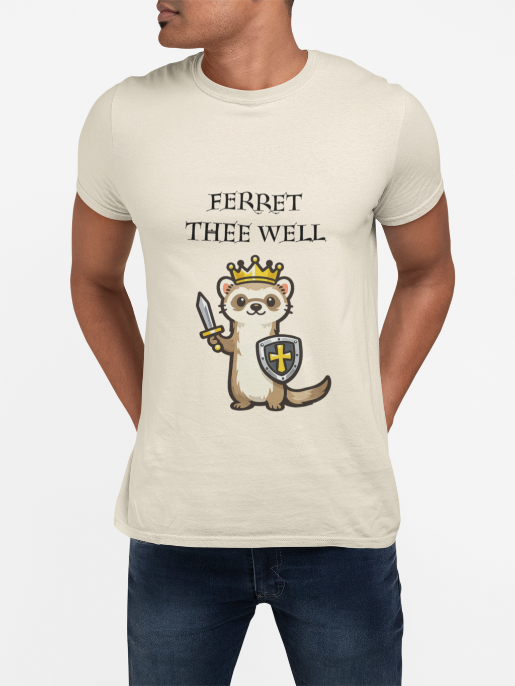 Ferret Thee Well Knight Shirt – Cute Medieval Ferret Graphic Tee, Funny Fantasy Animal T-Shirt Gift - Mutantur Labs LLC