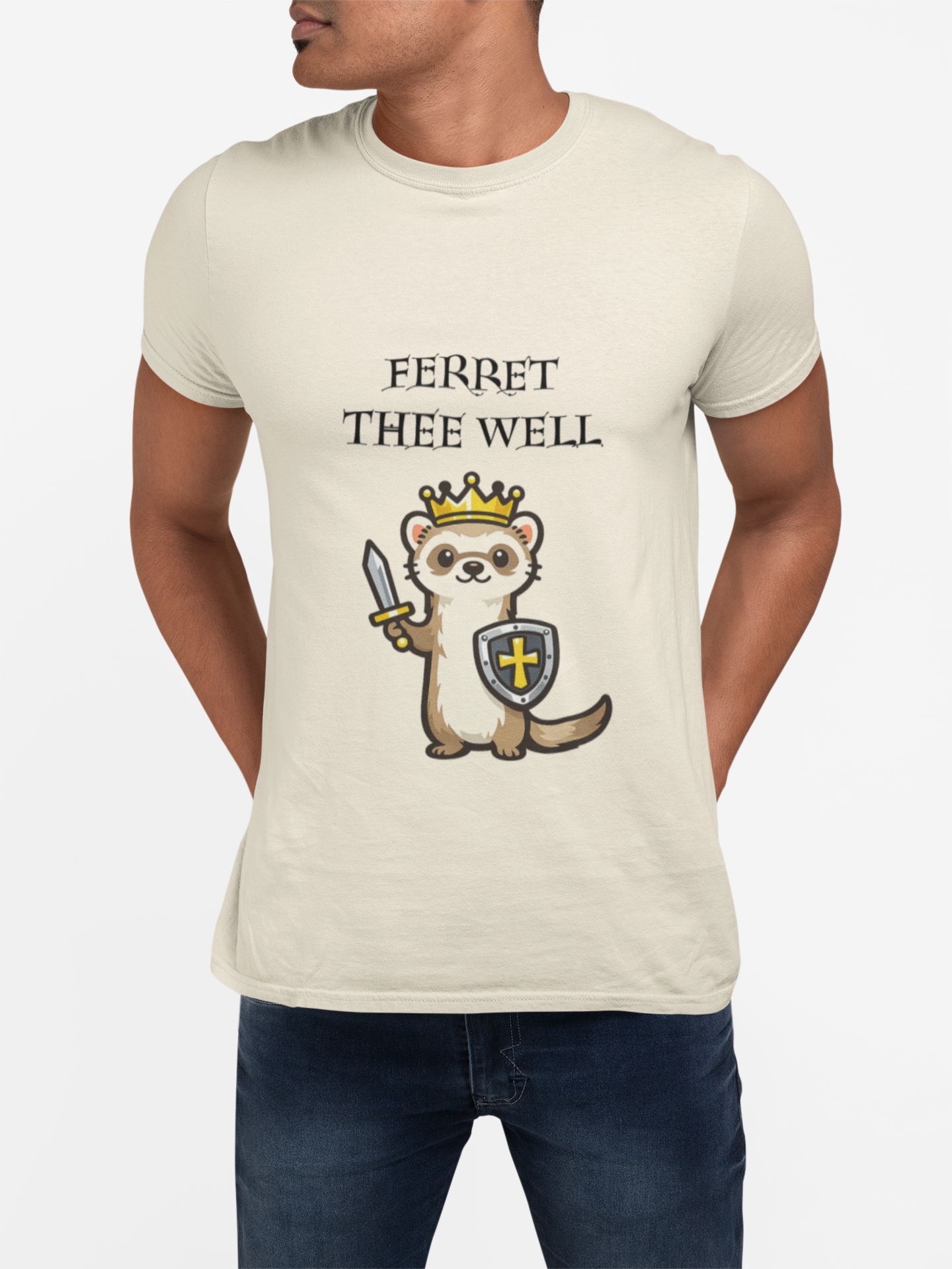 Ferret Thee Well Knight Shirt – Cute Medieval Ferret Graphic Tee, Funny Fantasy Animal T-Shirt Gift - Mutantur Labs LLC