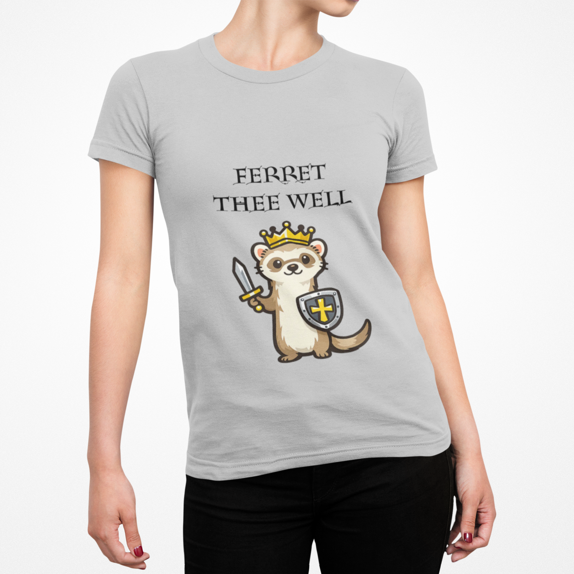 Ferret Thee Well Knight Shirt – Cute Medieval Ferret Graphic Tee, Funny Fantasy Animal T-Shirt Gift - Mutantur Labs LLC