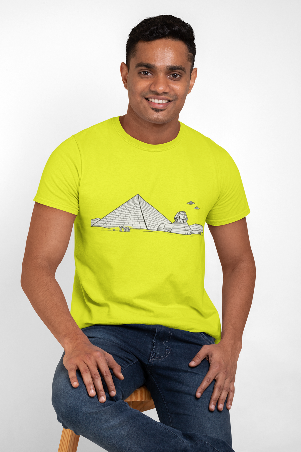 Egypt Pyramid, Aliens & Sphinx Line Art Long Sleeve Tee - Mutantur Labs LLC