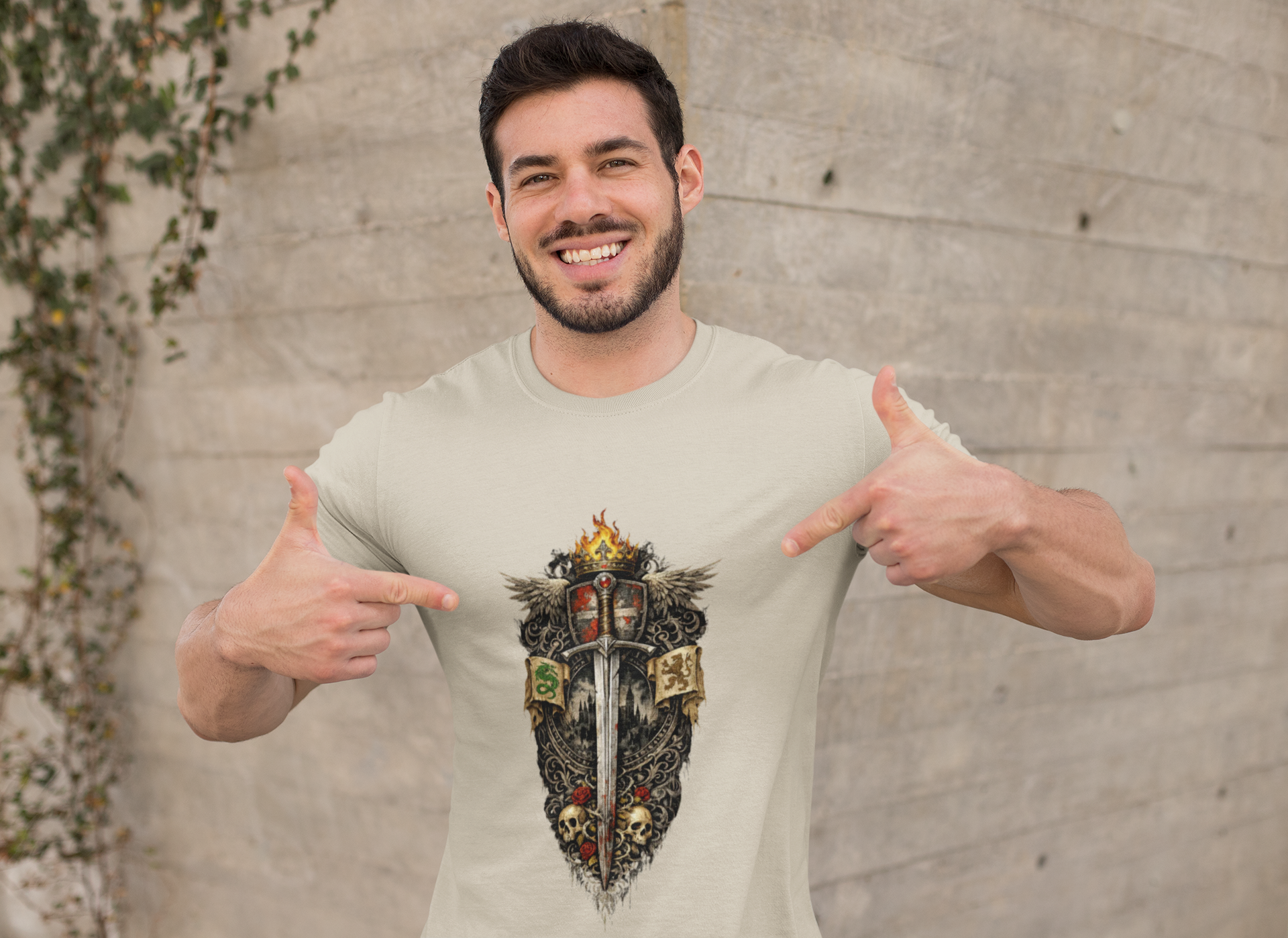Medieval Sword & Shield T-Shirt — Fantasy Knight Crest Tee - Mutantur Labs LLC