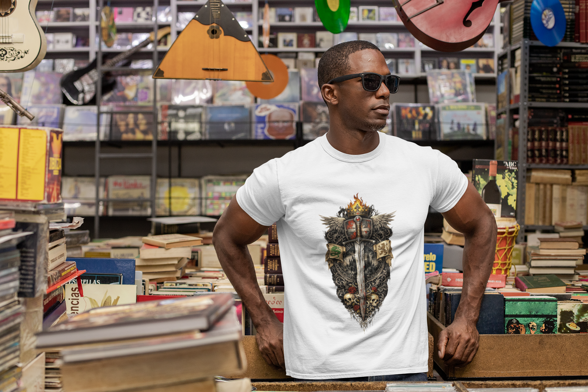Medieval Sword & Shield T-Shirt — Fantasy Knight Crest Tee - Mutantur Labs LLC