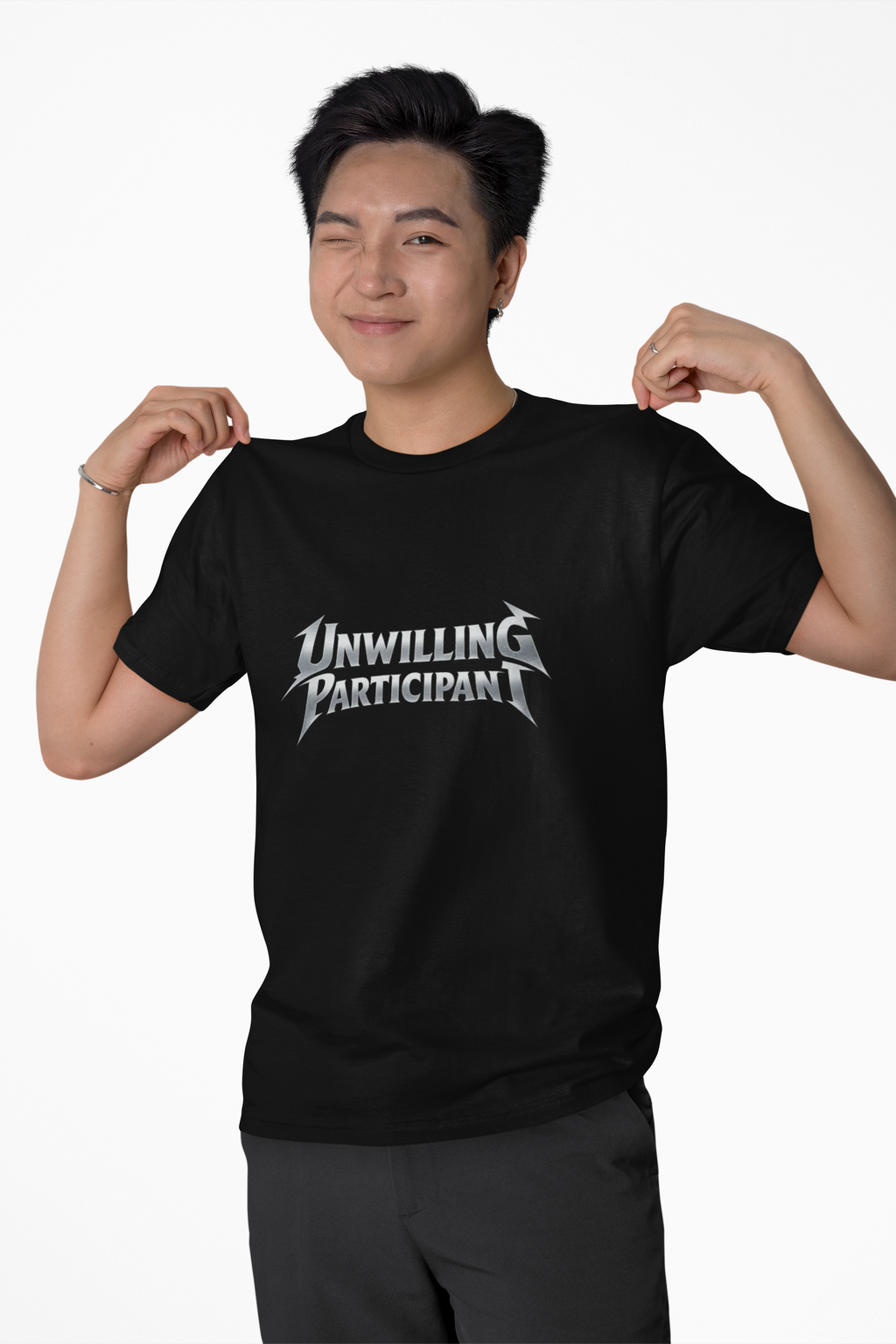 Unwilling Participant T-Shirt — Moody Gothic Lettering Tee - Mutantur Labs LLC