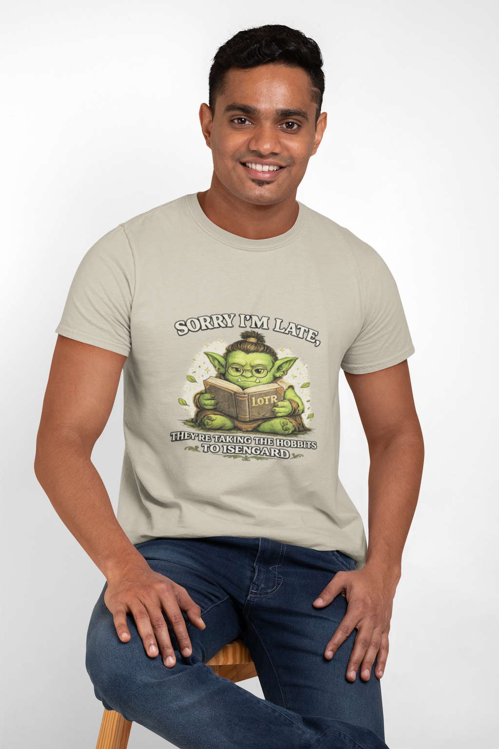 Sorry I'm Late, They are Taking the Hobbits to Isengard " Funny LOTR Reader Tee - Mutantur Labs LLC