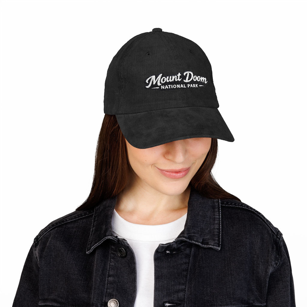 Mount Doom National Park Corduroy Cap — Vintage Embroidered Baseball Hat - Mutantur Labs LLC