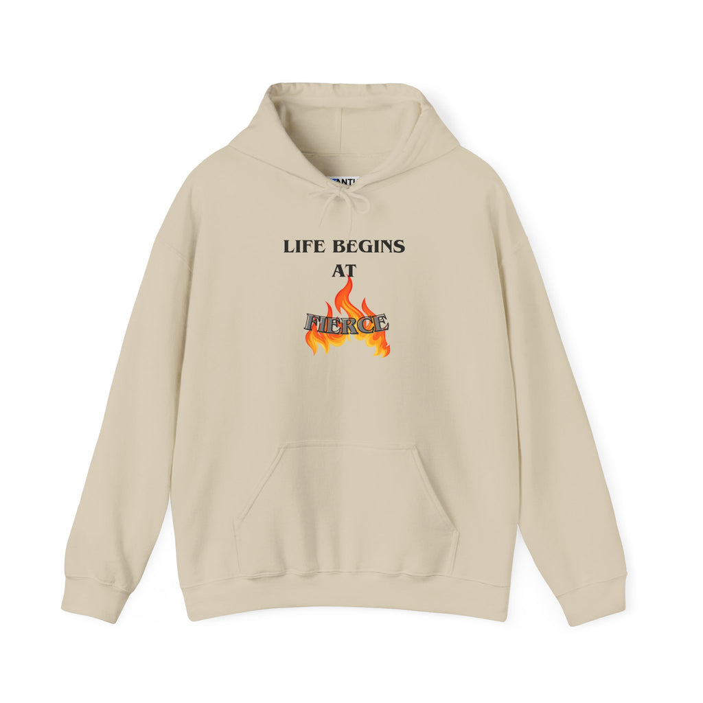 Life Begins at Fierce Hoodie | Flame Graphic Hoodie - Mutantur Labs LLC
