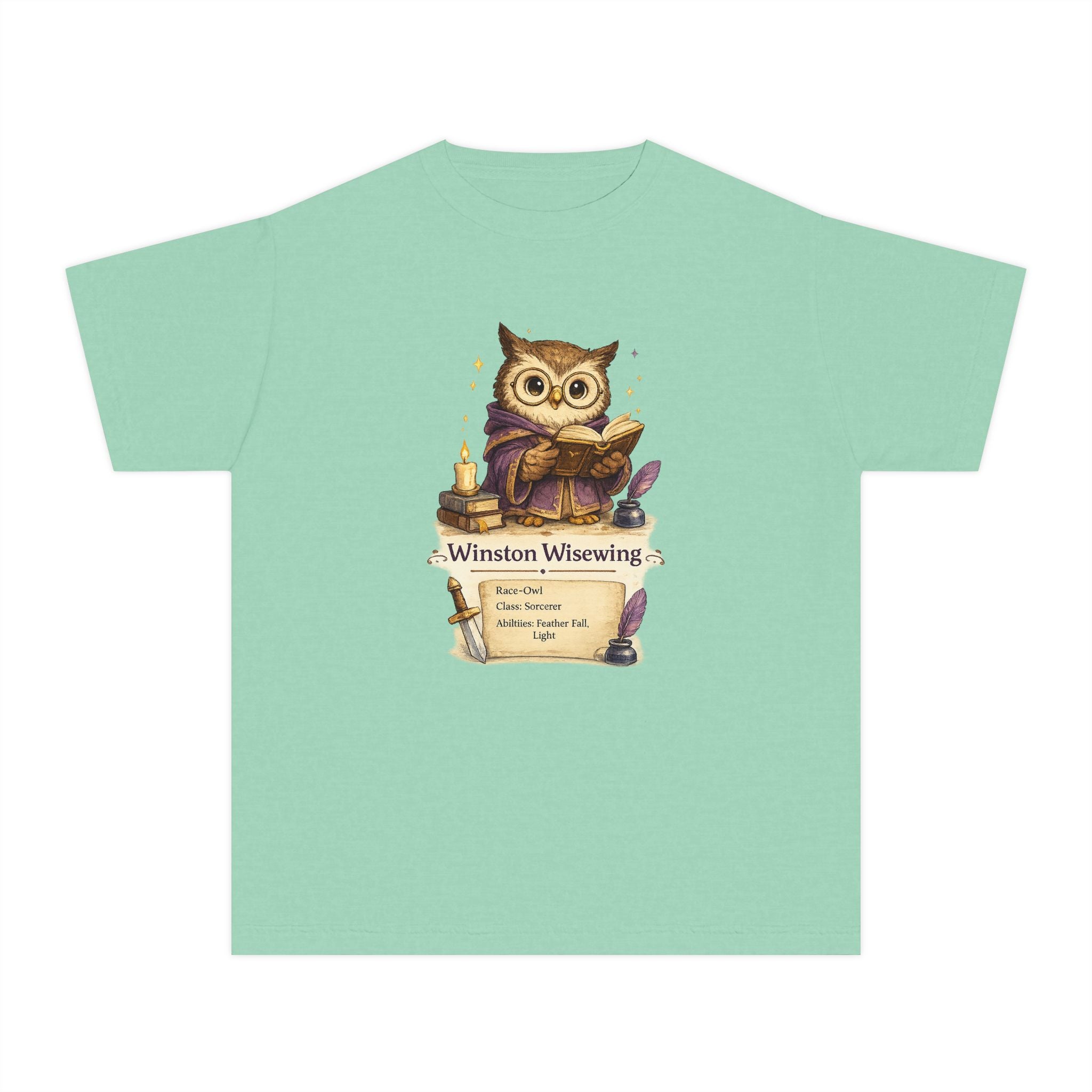 Winston Wisewing Cute Sorcerer Owl Kids Character Tee
