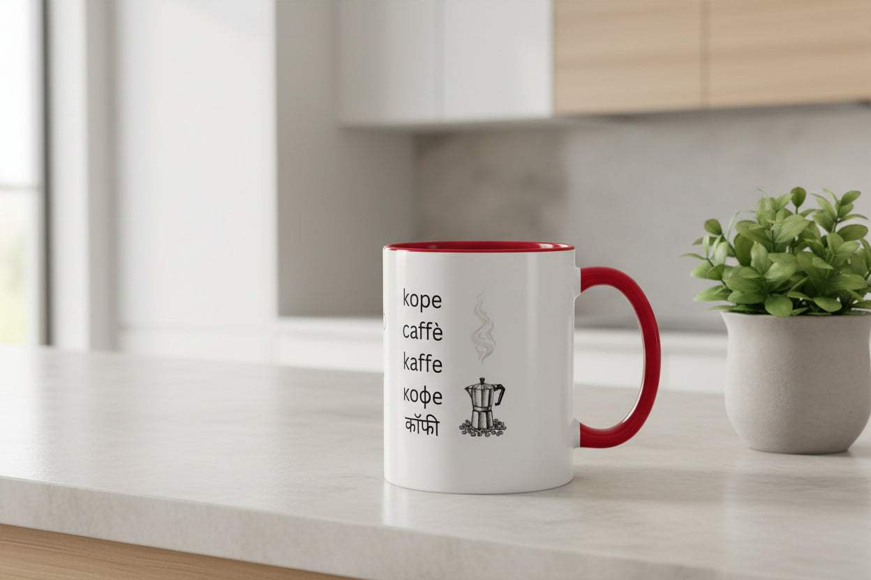 Coffee Words Mug | Multilingual Coffee Lover Ceramic Cup - Mutantur Labs LLC