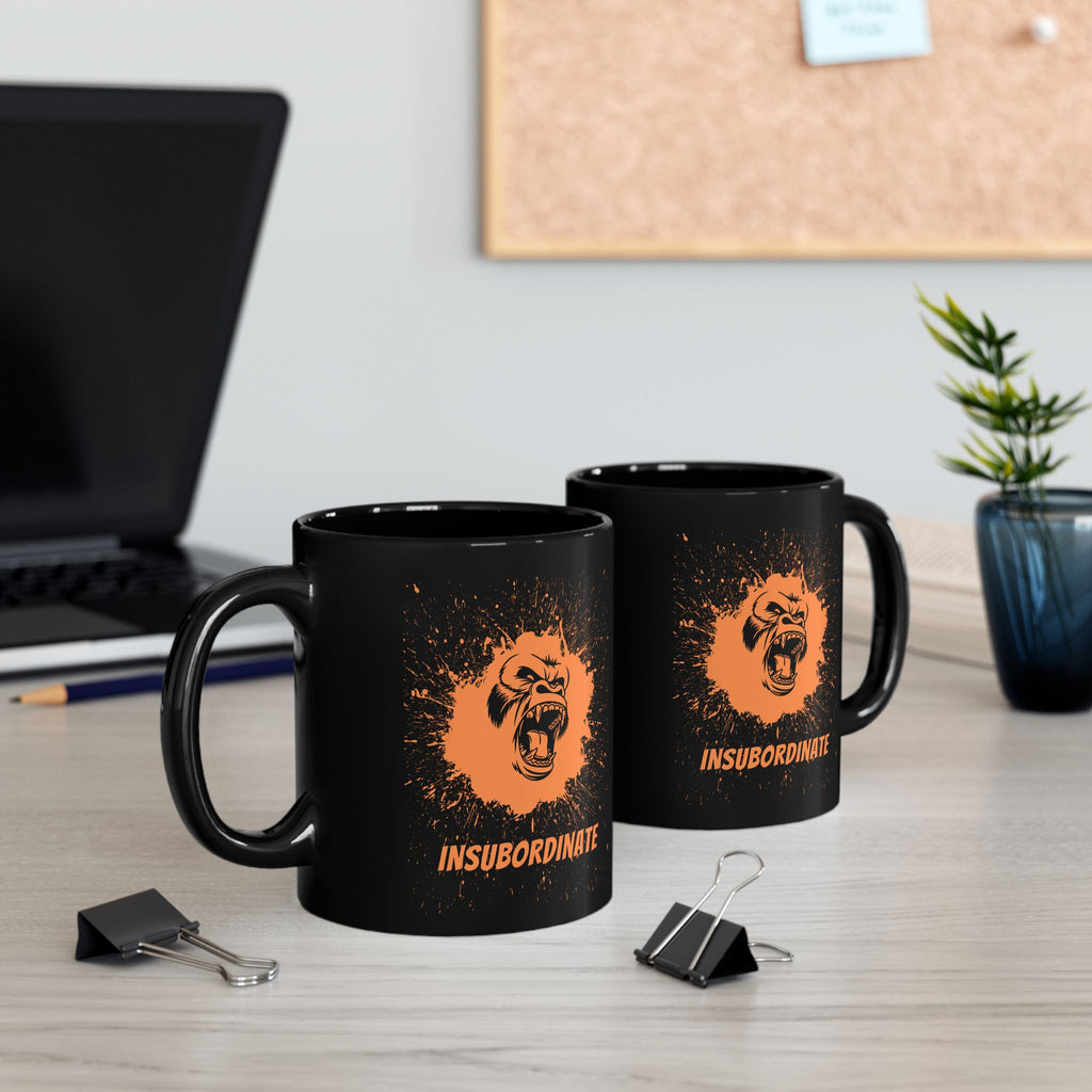 Insubordinate Black Mug — Funny Sarcastic 15oz Ceramic Coffee Cup - Mutantur Labs LLC
