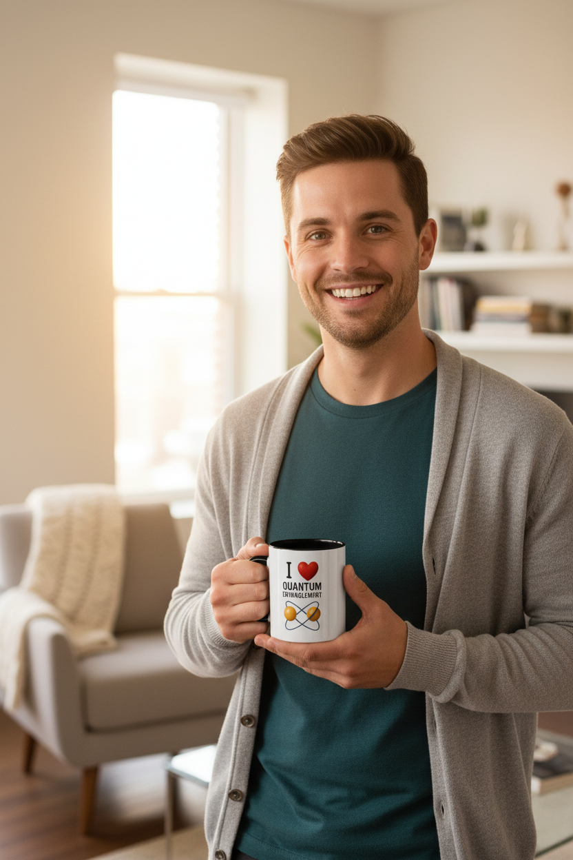 I Love Quantum Entanglement Mug | Funny Science Coffee Cup - Mutantur Labs LLC