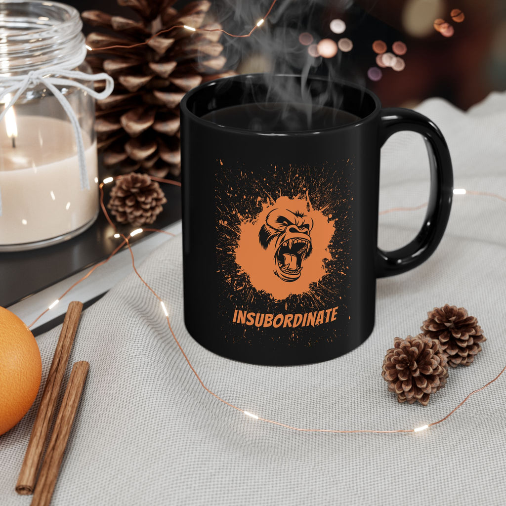 Insubordinate Black Mug — Funny Sarcastic 15oz Ceramic Coffee Cup - Mutantur Labs LLC