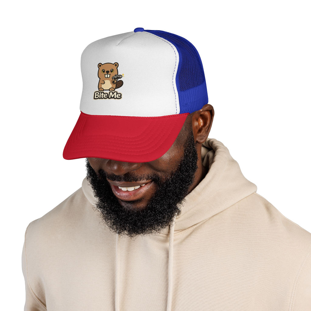 Bite Me Beaver Sci Fi Trucker Hat — Snapback Cap - Mutantur Labs LLC