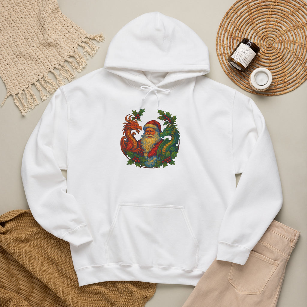 Vintage Santa Dragon Wreath Hoodie | Christmas Holiday Sweatshirt