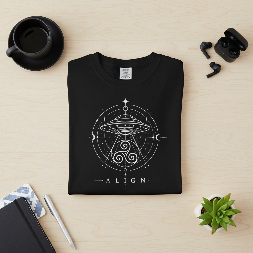 UFO Align mystical alien triskelion Comfort Colors t-shirt product photo