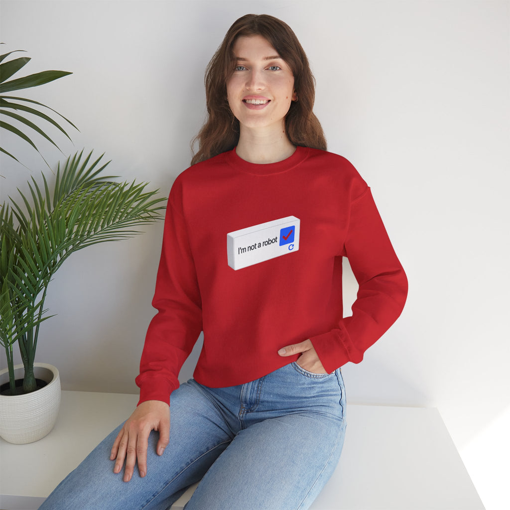 I'm Not a Robot checkbox graphic Sweatshirt | CAPTCHA humor