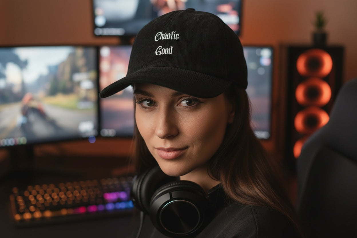 Chaotic Good Embroidered Corduroy Hat | Vintage RPG Nerd Cap - Mutantur Labs LLC
