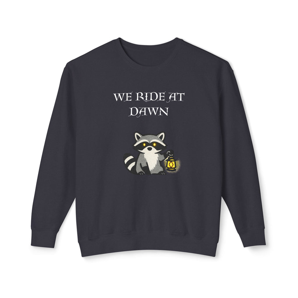 We Ride at Dawn Raccoon Crewneck Sweatshirt - Mutantur Labs LLC