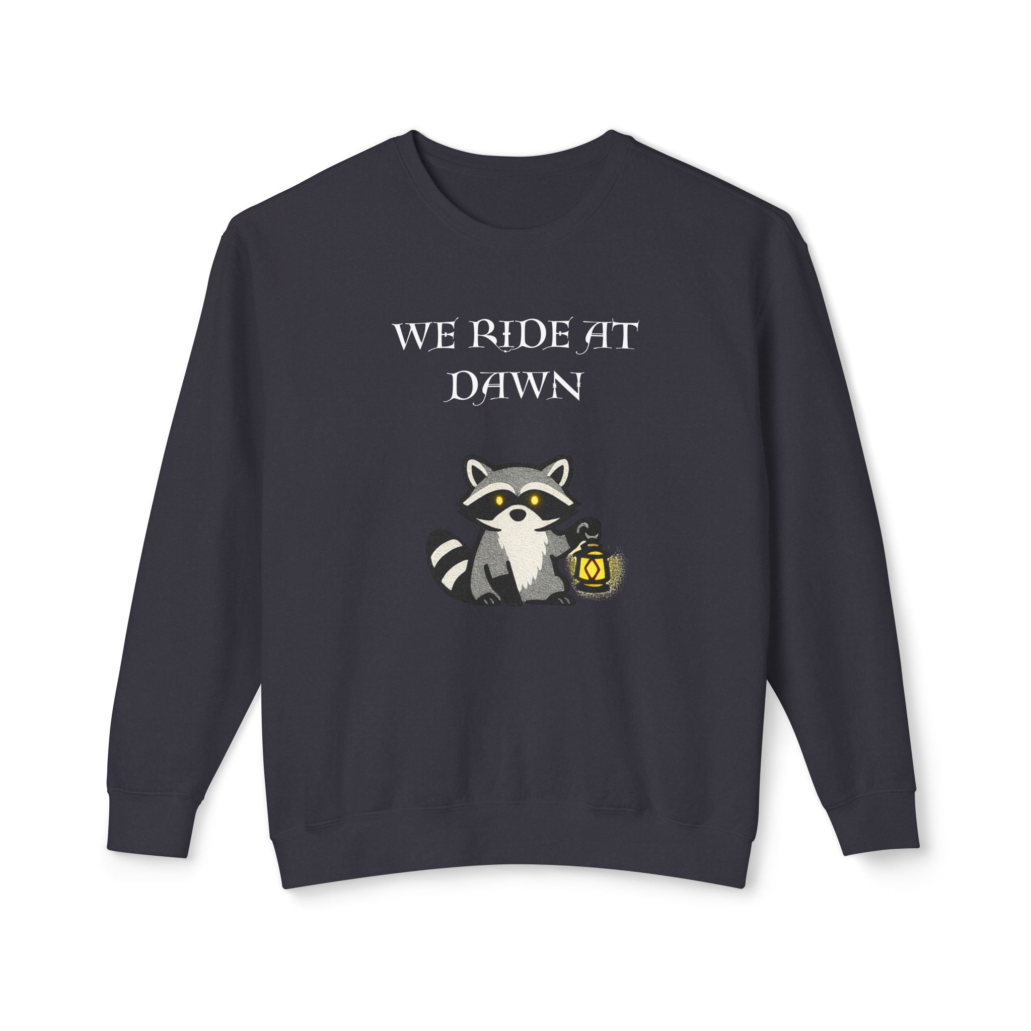 We Ride at Dawn Raccoon Crewneck Sweatshirt - Mutantur Labs LLC