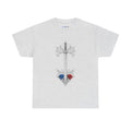 Sword and Roses Graphic Tee — Gothic Floral Sword T‑Shirt (Red & Blue Roses) - Mutantur Labs LLC
