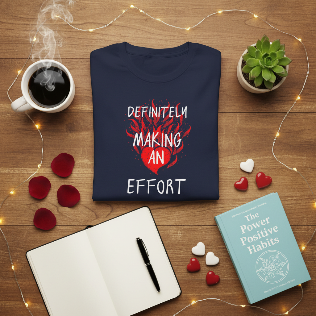 Definitely Making an Effort T-Shirt | Heart Flame Funny Graphic Tee