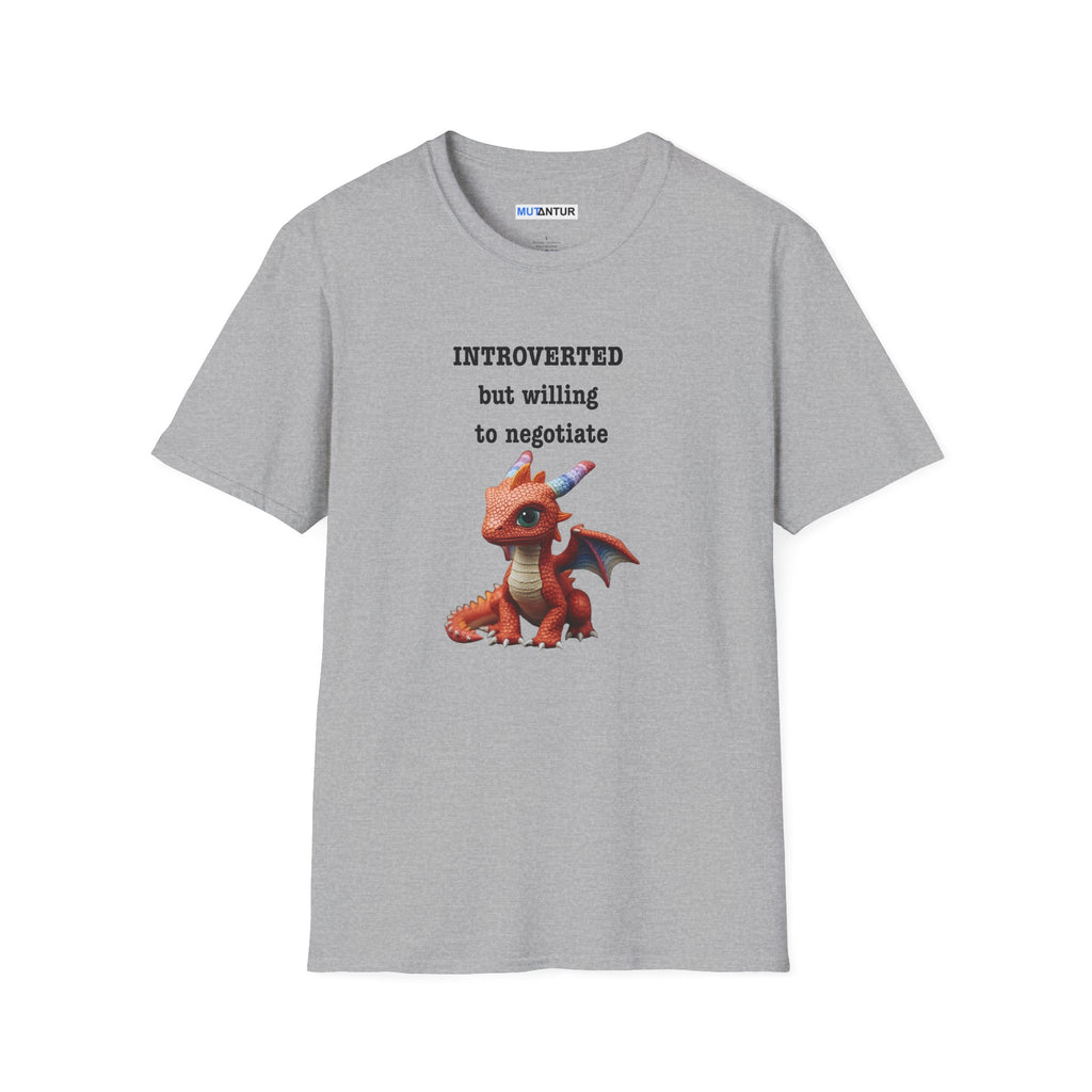 Introverted but Willing to Negotiate T-Shirt — Cute Dragon Graphic Tee - Mutantur Labs LLC